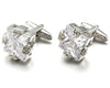 Crystal stone silver cufflinks