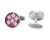 SILVER ROUND FLOWER CRYSTAL CUFFLINKS