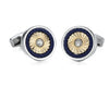 ROUND BLUE  SILVER CUFFLINKS