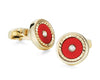 ROUND RED  GOLD CUFFLINKS