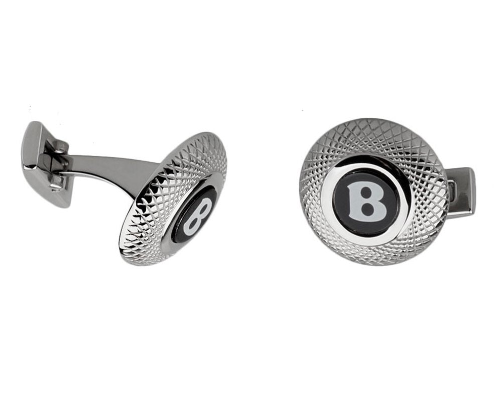 BENTLEY INSPIRED SILVER PLATED ROUND CUFFLINKS