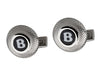 BENTLEY INSPIRED SILVER PLATED ROUND CUFFLINKS