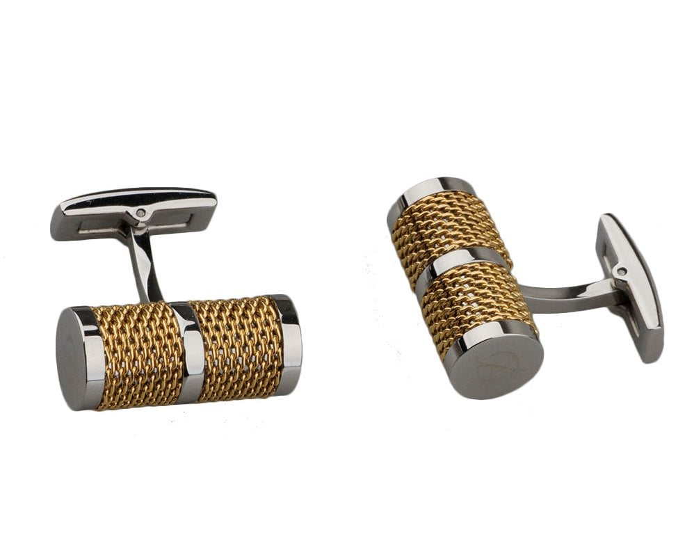 Tube chain gold plated cufflinks
