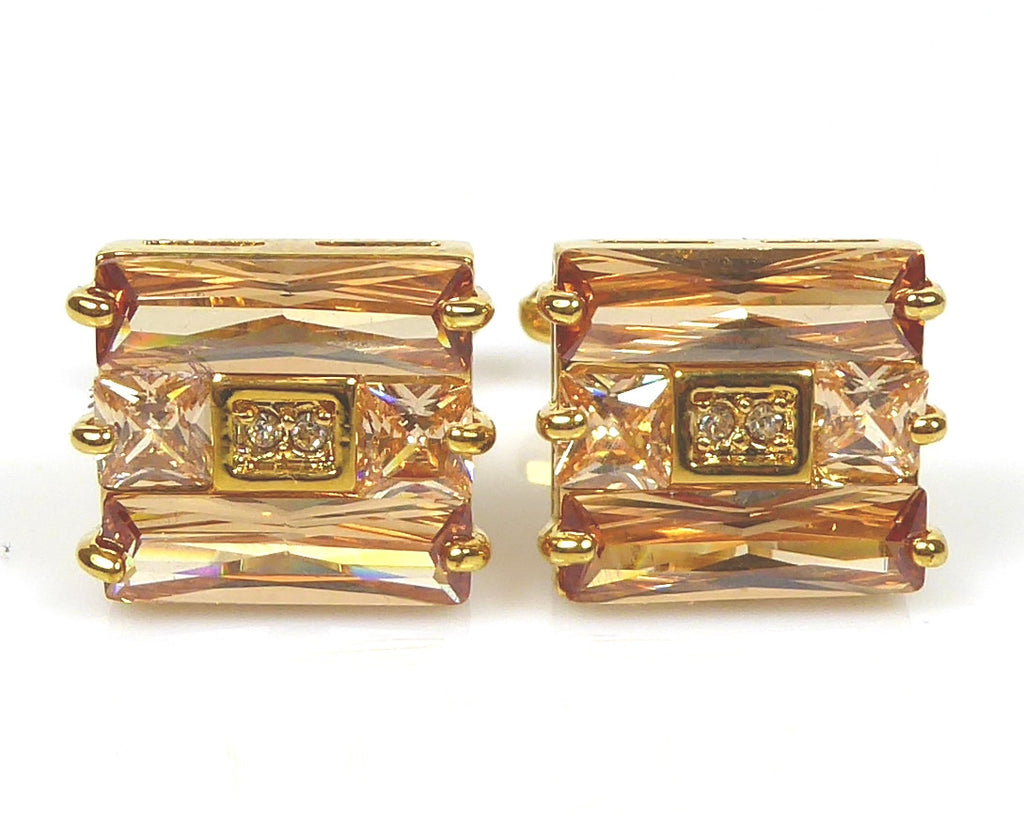 Crystal refined gold Cufflinks