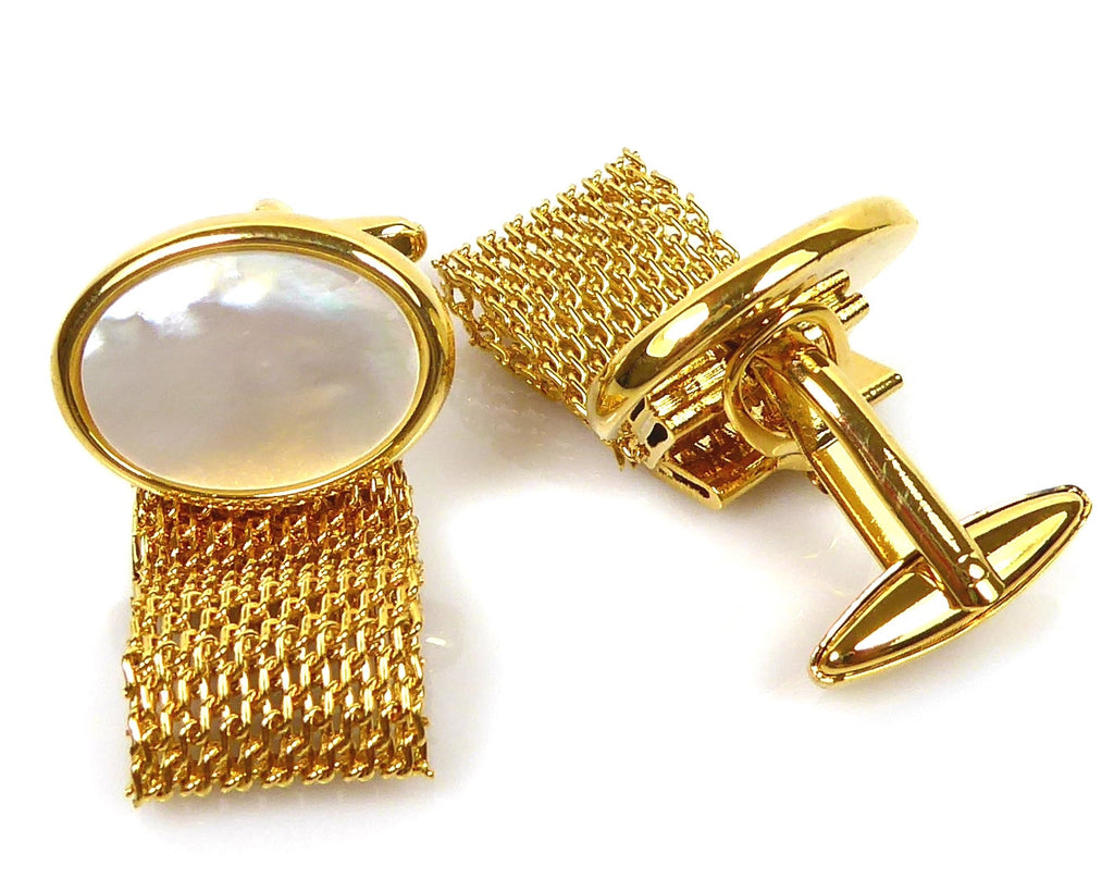 Gold & pearl classic 18K gold chain Cufflinks