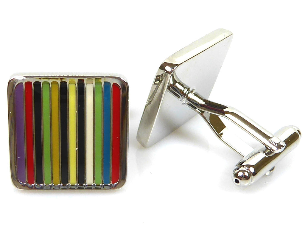 Rainbow Striped Square Cufflinks