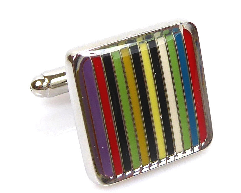 Rainbow Striped Square Cufflinks