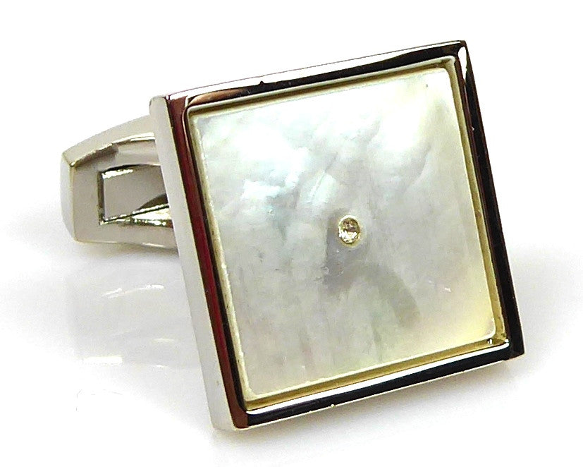 Classic mother pearl silver Cufflinks