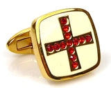 Gold Cufflinks with red crystal cross