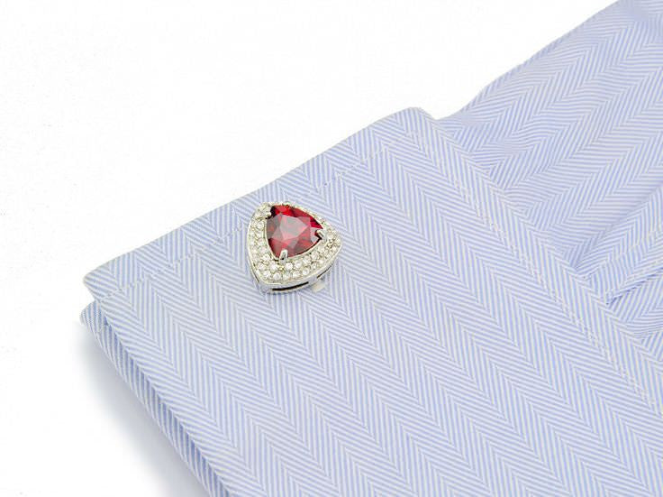 Red triangle platinum plated cufflinks