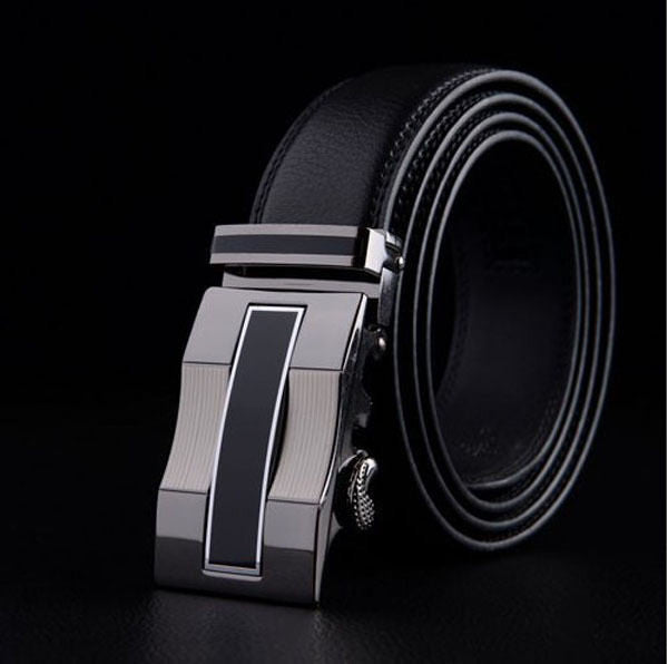 Genuine leather belt, automatic buckle