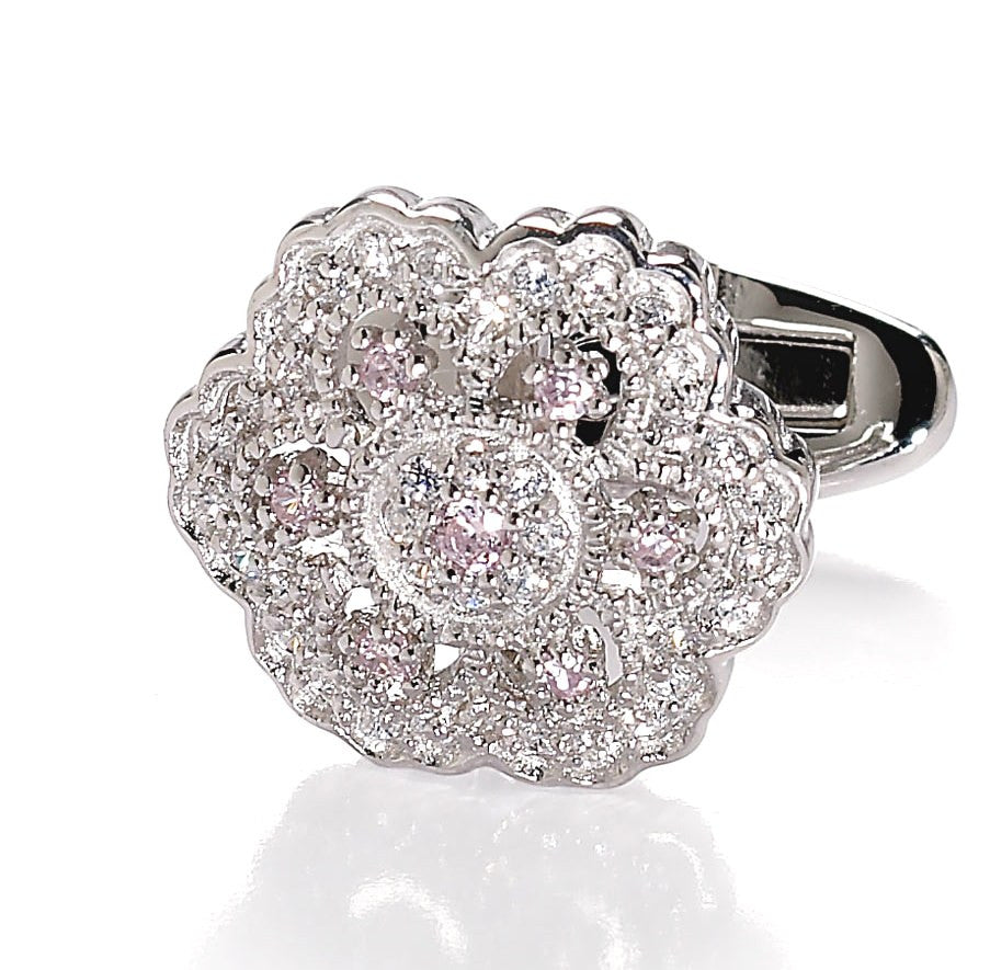 crystal Flower silver cufflinks