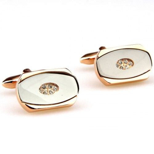 Oval crystal onyx rose gold cufflinks