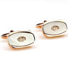 Oval crystal onyx rose gold cufflinks
