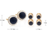 Gold Black stone Rounded Cufflinks & Studs