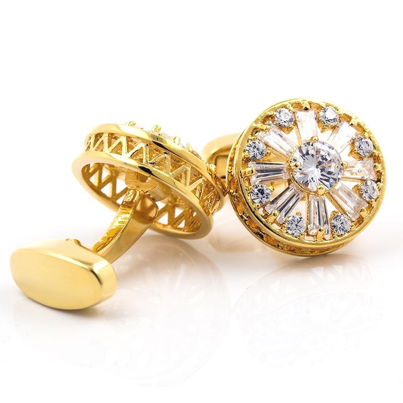 white and blue gold crystal cufflinks