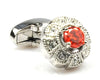 Coral Crystal Flower Shape Cufflinks