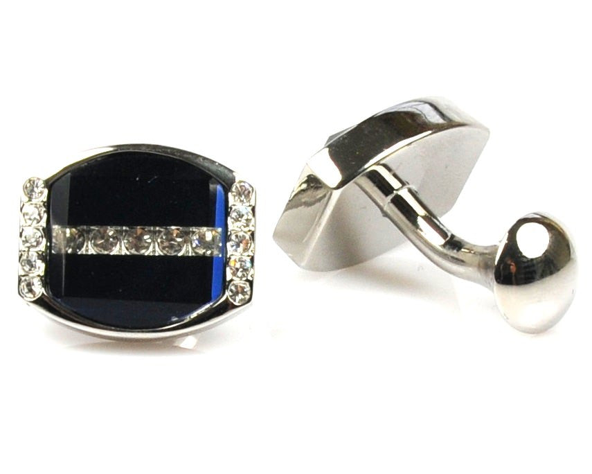 Crystal Platinum Plated blue cufflinks