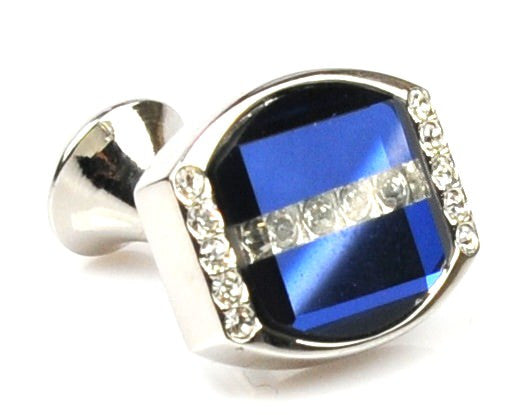 Crystal Platinum Plated blue cufflinks