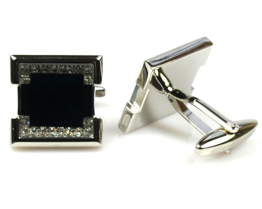 Rhinestone Platinum Plated navy cufflinks