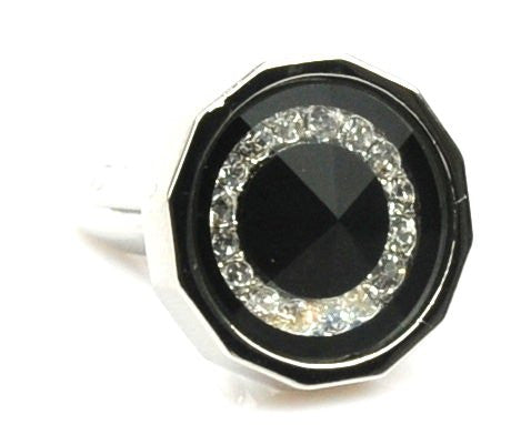 Rhinestone Platinum Plated black cufflinks