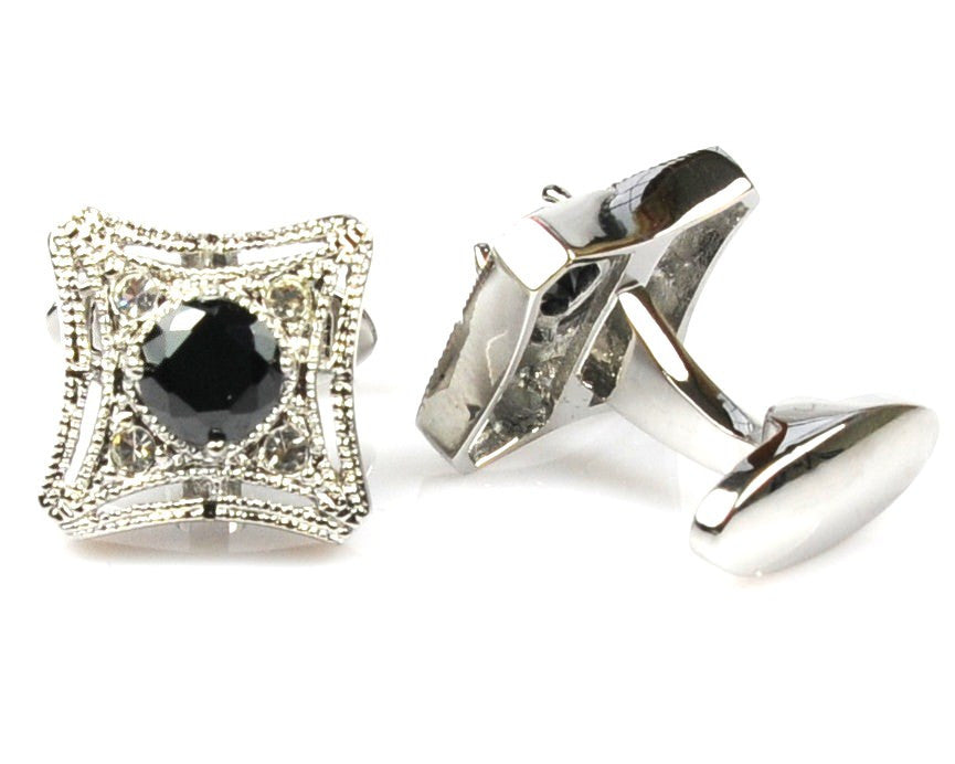 Exquisite Black Crystal Cufflinks