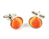 Orange Tie, handkerchief, cufflinks, 100% Silk