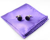 Purple Tie, handkerchief, cufflinks, 100% Silk