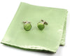 Green Tie, handkerchief, cufflinks, 100% Silk