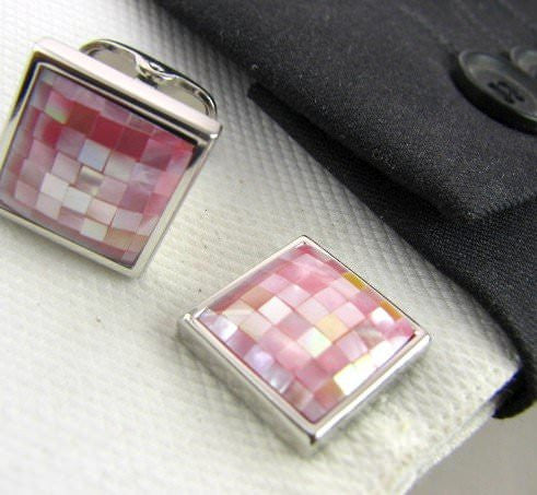 Pink Shell Mosaic Cufflinks