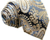 Paisley Blue Azure Khaki Tie, 100% Silk