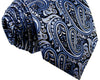 Paisley Floral Blue Tie, 100% Silk