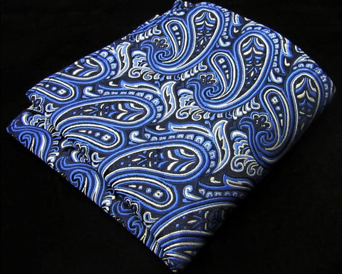 Paisley Blue Azure Khaki Tie, 100% Silk