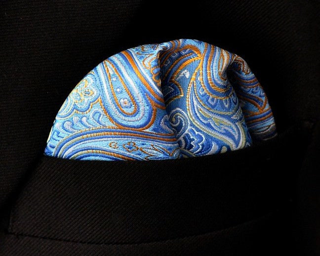 Paisley Blue Orange Handkerchief