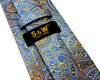 Paisley Light Blue Azure Yellow Tie, 100% Silk