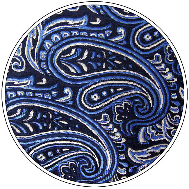 Paisley Floral Blue Tie, 100% Silk