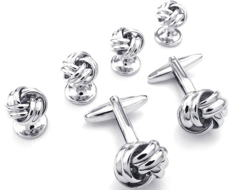 Silver Black stone Rounded Cufflinks & Studs