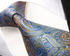 Paisley Light Blue Azure Yellow Tie, 100% Silk