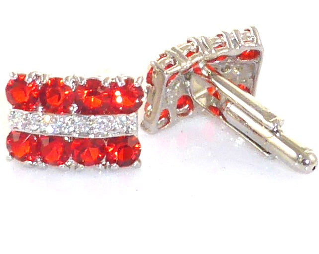 Splendid Red Ruby Round Cut Cufflinks