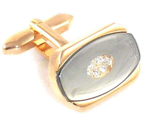 Oval crystal onyx rose gold cufflinks