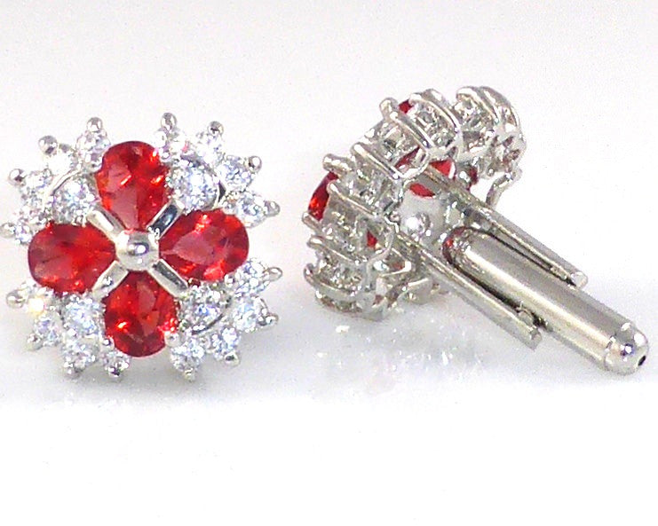 Charming Ruby Pear Cut Cufflinks