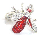 Red bee white crystal cufflinks