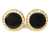 Round Rhinestone Black & Gold Cufflinks