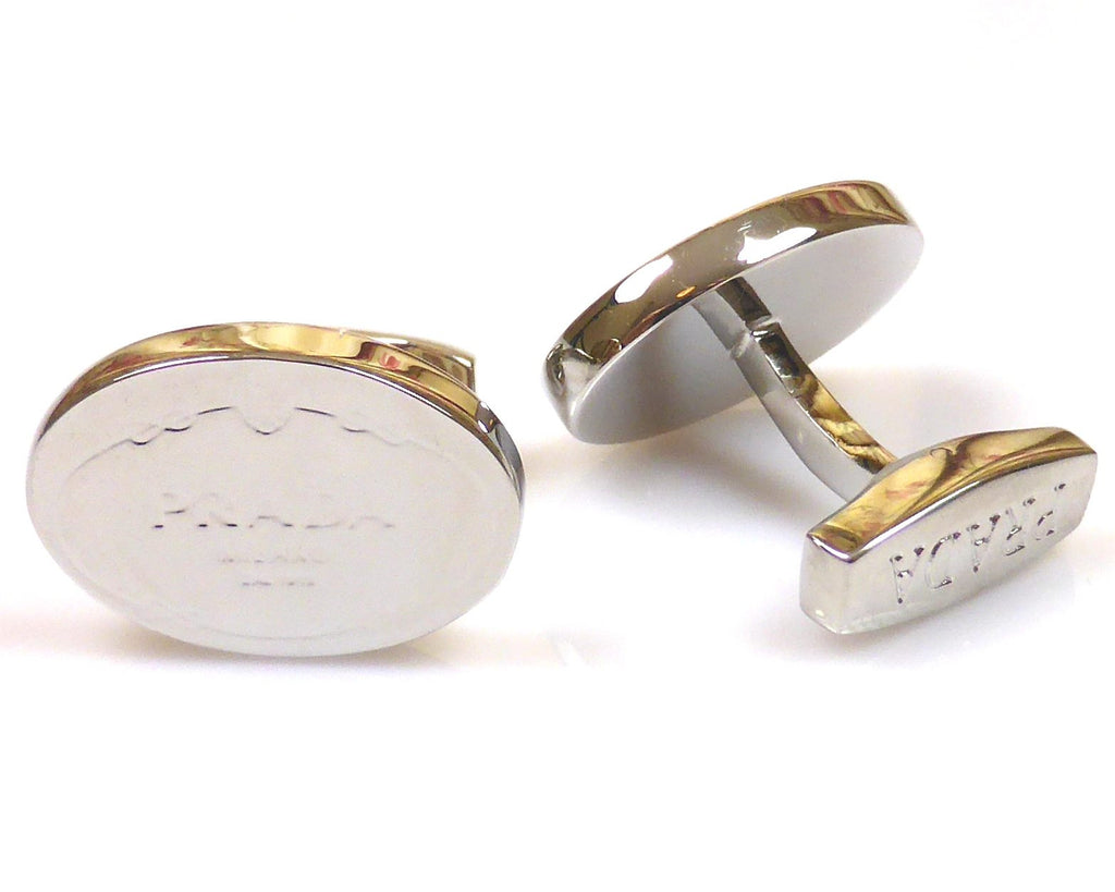 Prada inspired platinum plated cufflinks