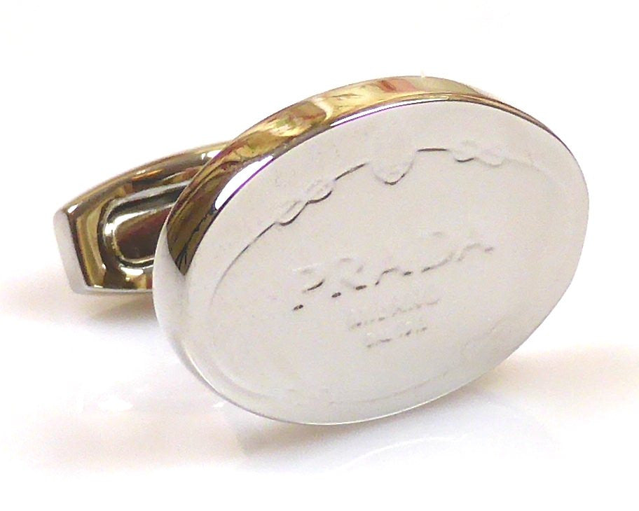 Prada inspired platinum plated cufflinks