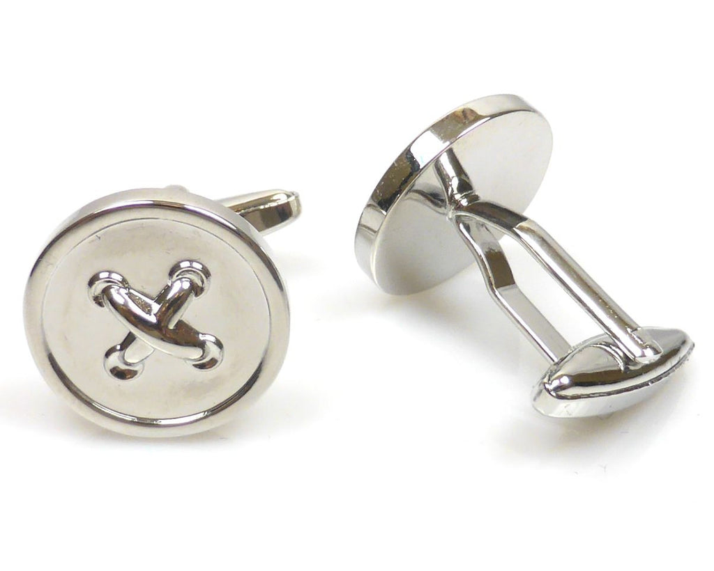 Button silver plated cufflinks