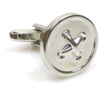 Button silver plated cufflinks