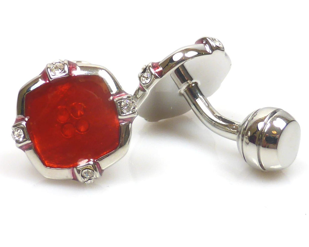 Red Button silver plated cufflinks