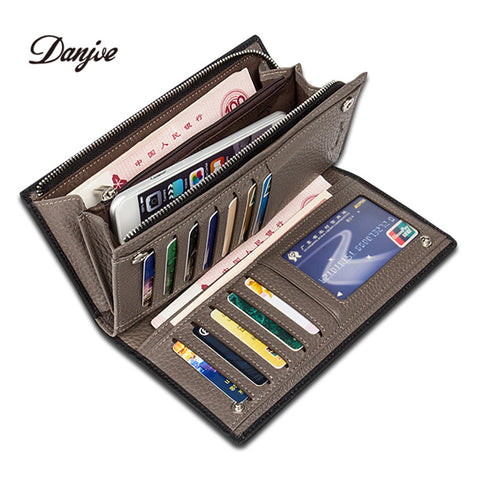 Double Zipper Leather Wallet