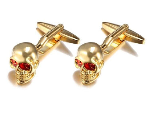 Gold round black cufflinks